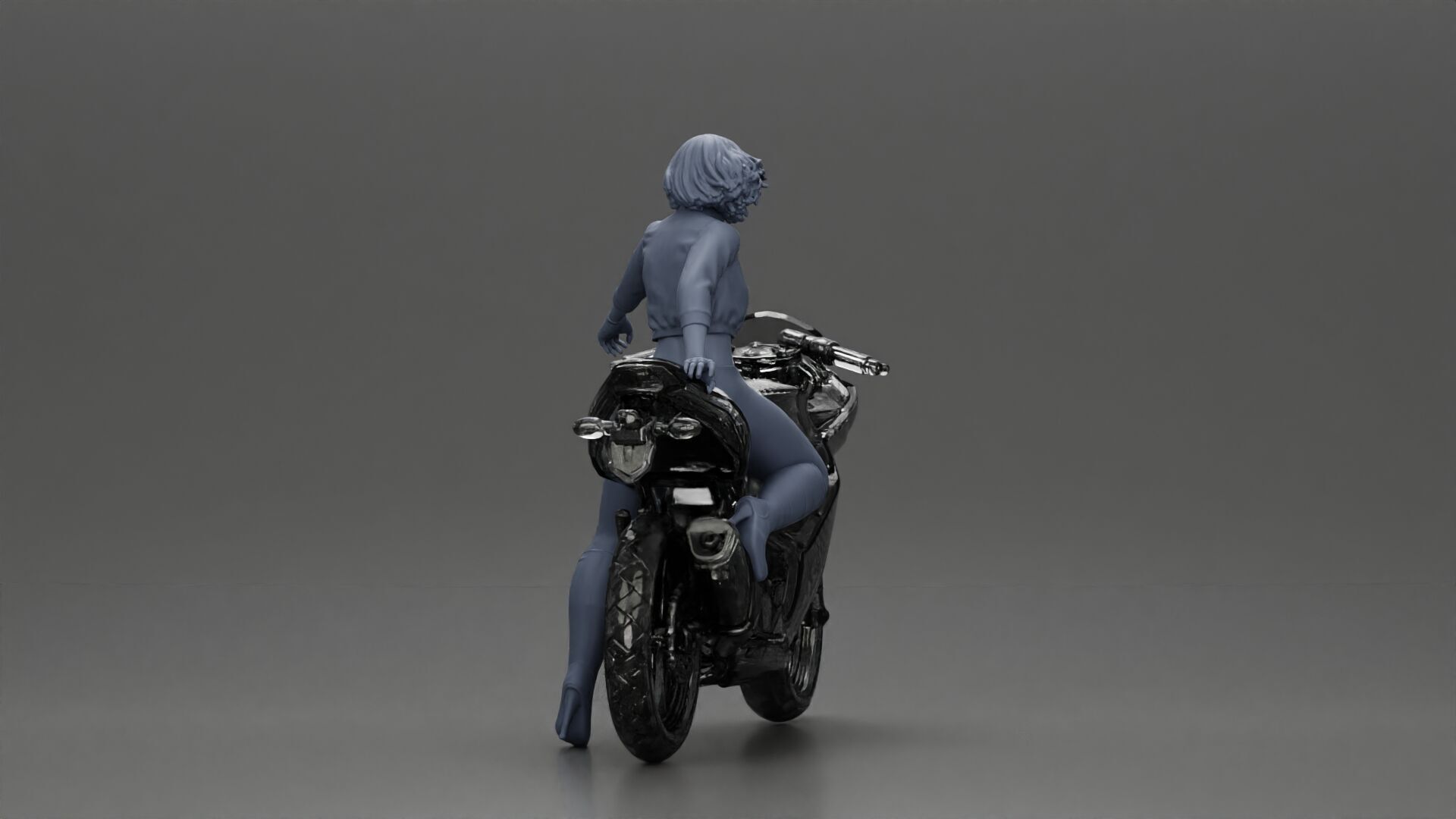 Stylish Rider on Sleek Black Motorcycle with Red Accents 3D print model_9