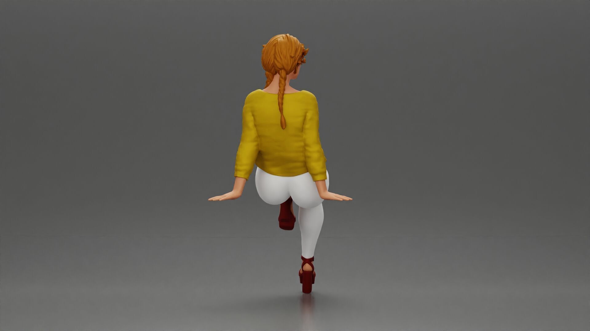 woman posing gracefully in stylish outfit with striking colors 3D print model_2