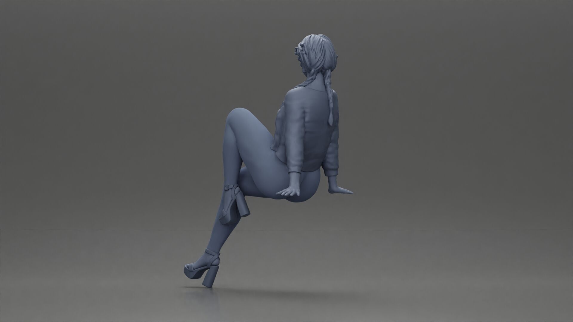 woman posing gracefully in stylish outfit with striking colors 3D print model_9