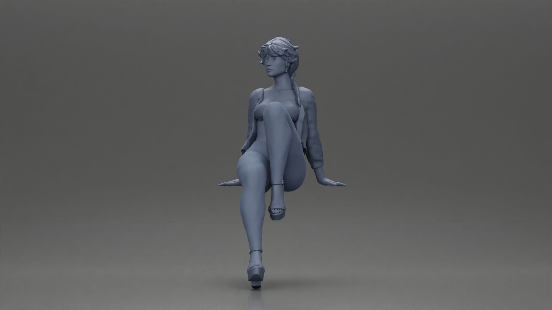 woman posing gracefully in stylish outfit with striking colors 3D print model_11