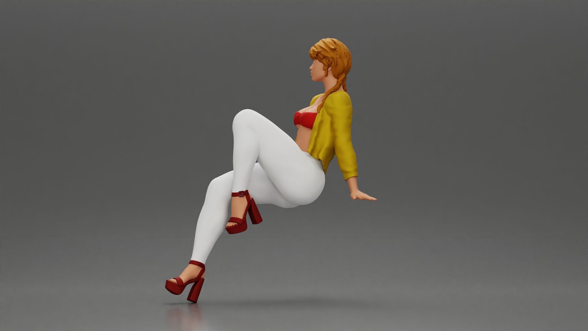 woman posing gracefully in stylish outfit with striking colors 3D print model_4