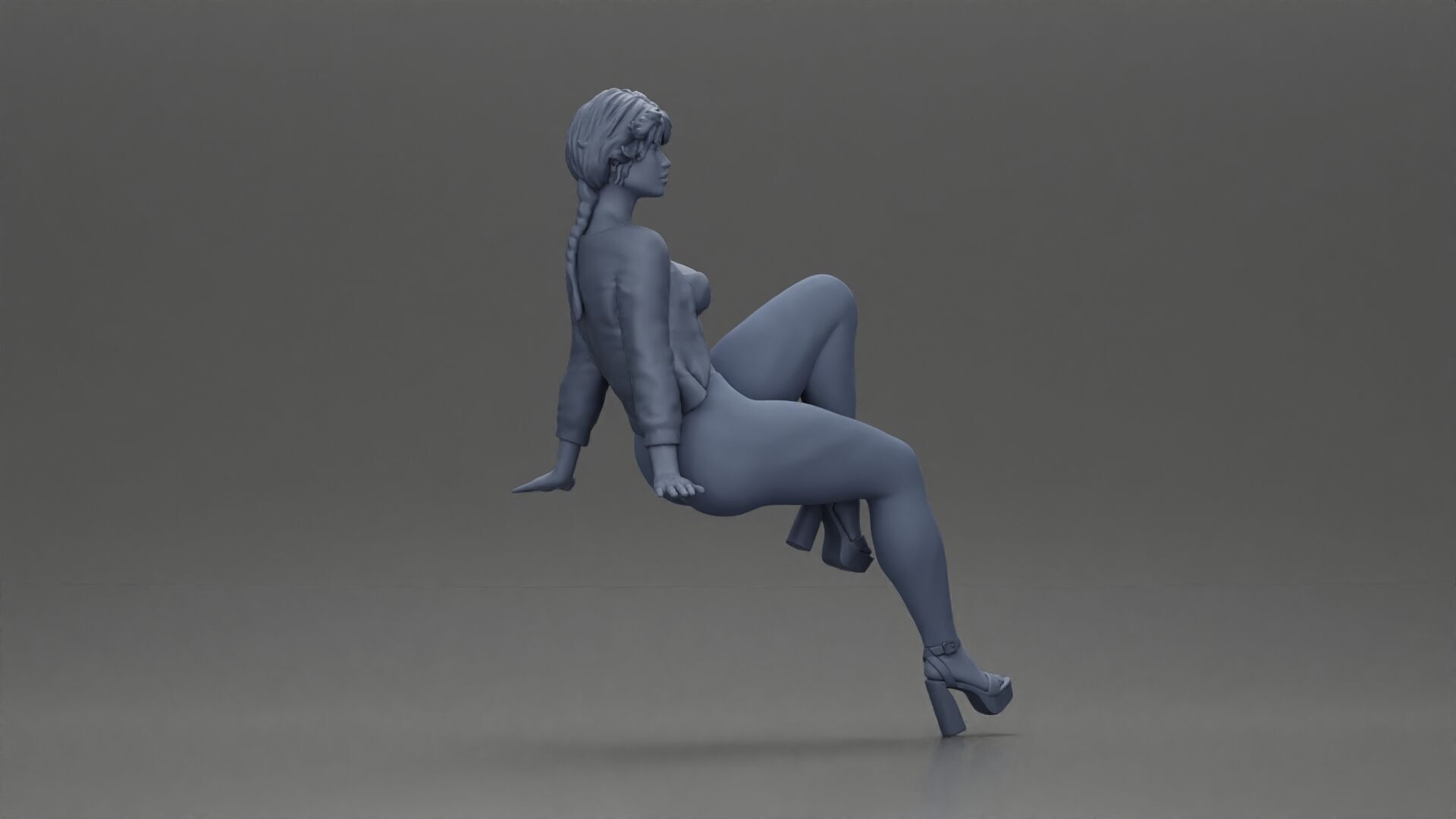 woman posing gracefully in stylish outfit with striking colors 3D print model_7