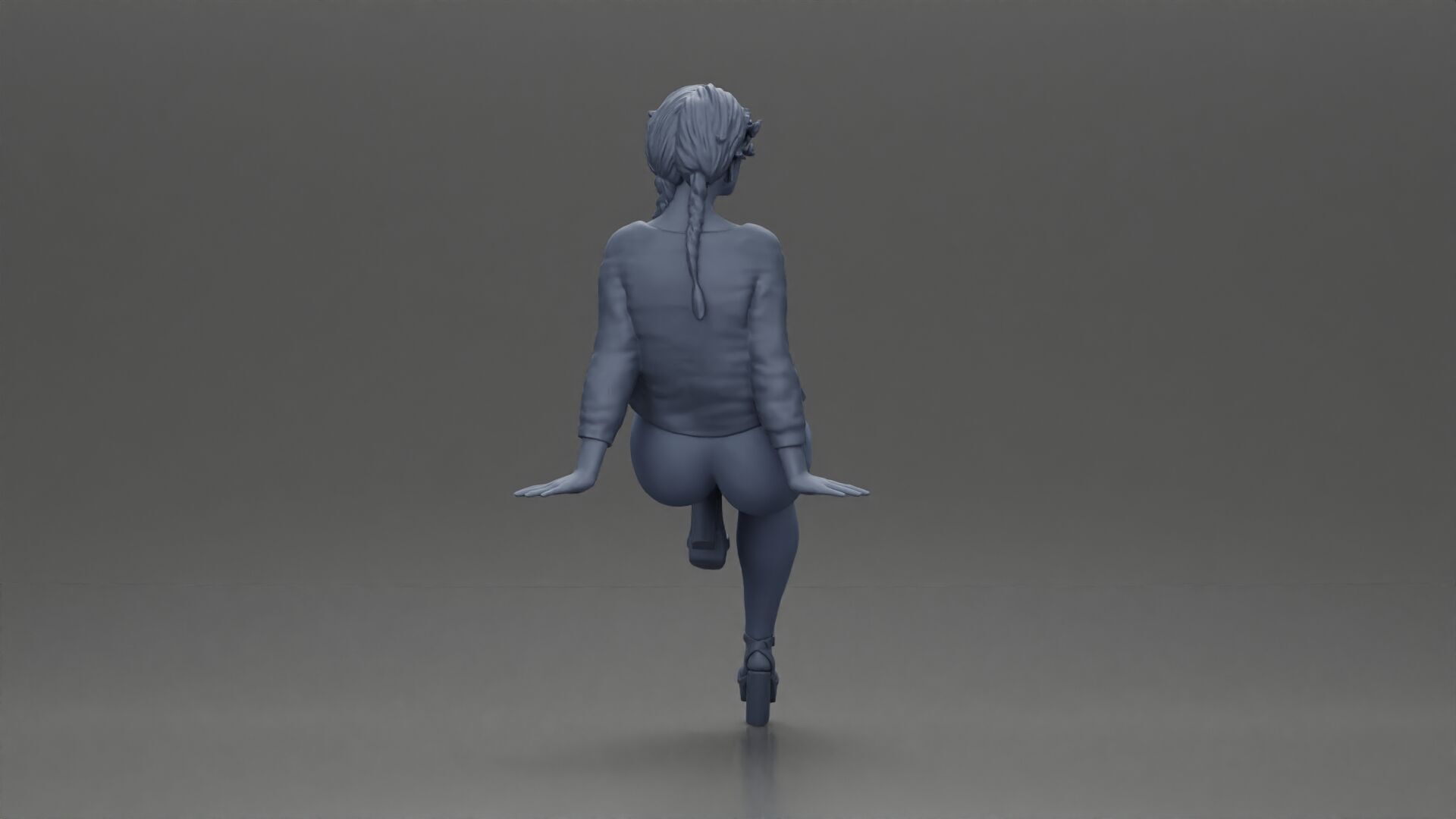 woman posing gracefully in stylish outfit with striking colors 3D print model_8