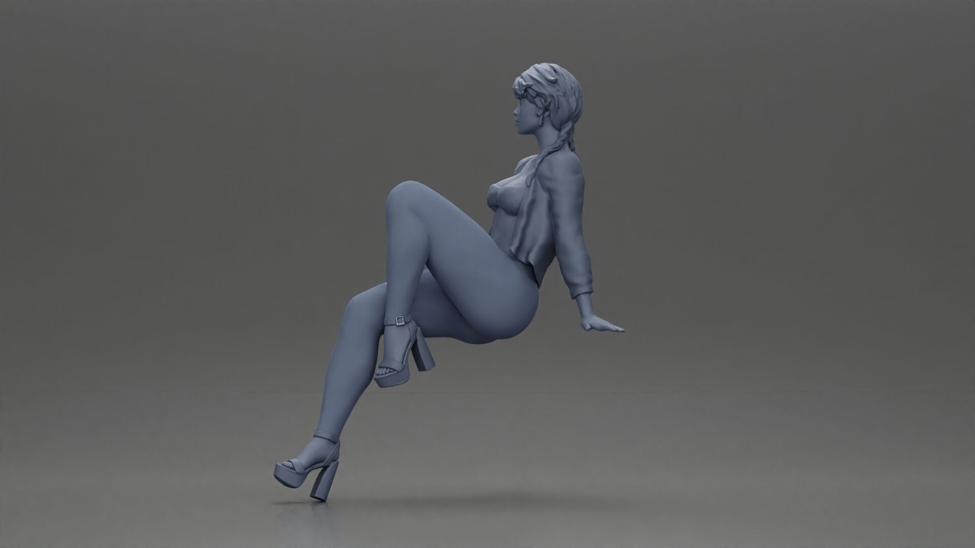 woman posing gracefully in stylish outfit with striking colors 3D print model_10