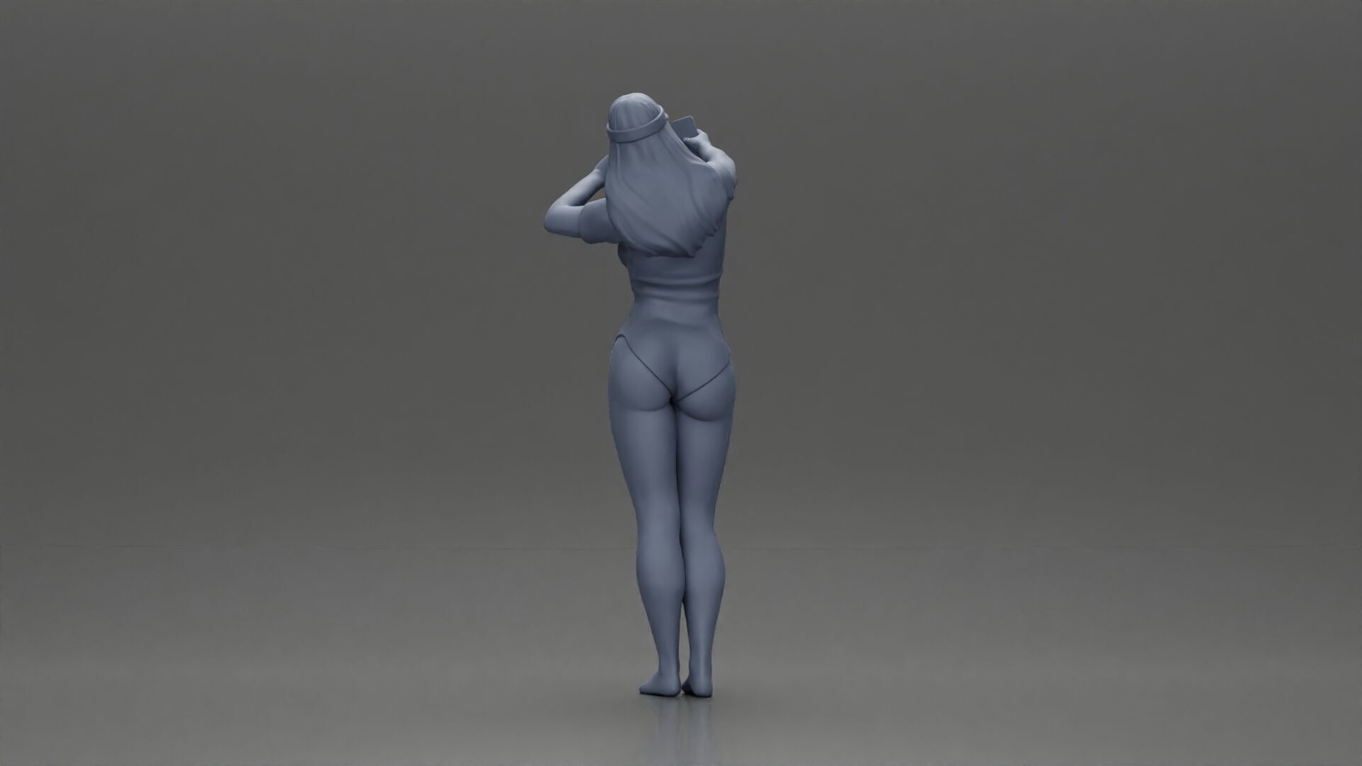 Woman in Green Swimsuit Taking a Selfie with Peace 3D print model_9