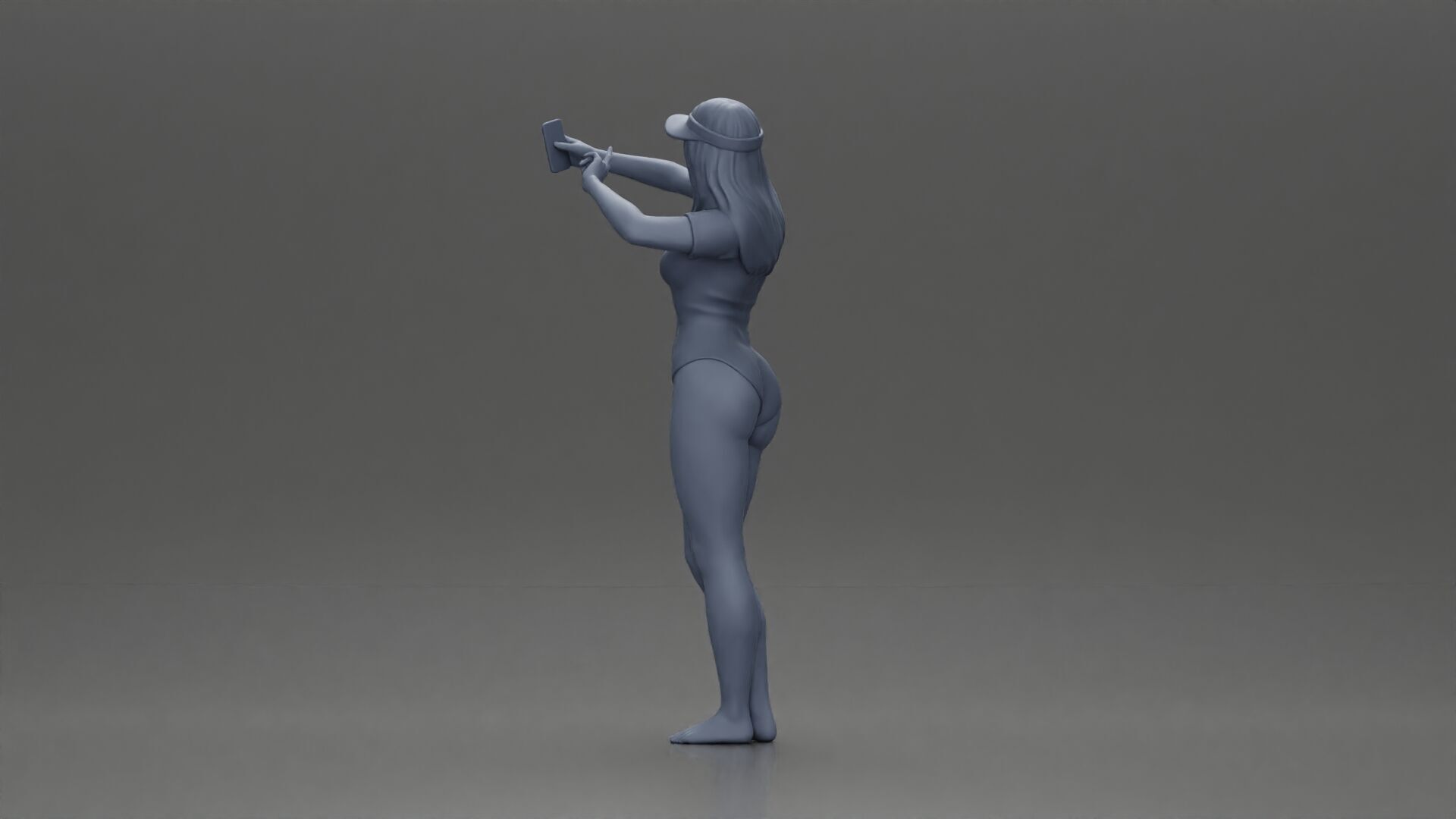 Woman in Green Swimsuit Taking a Selfie with Peace 3D print model_10