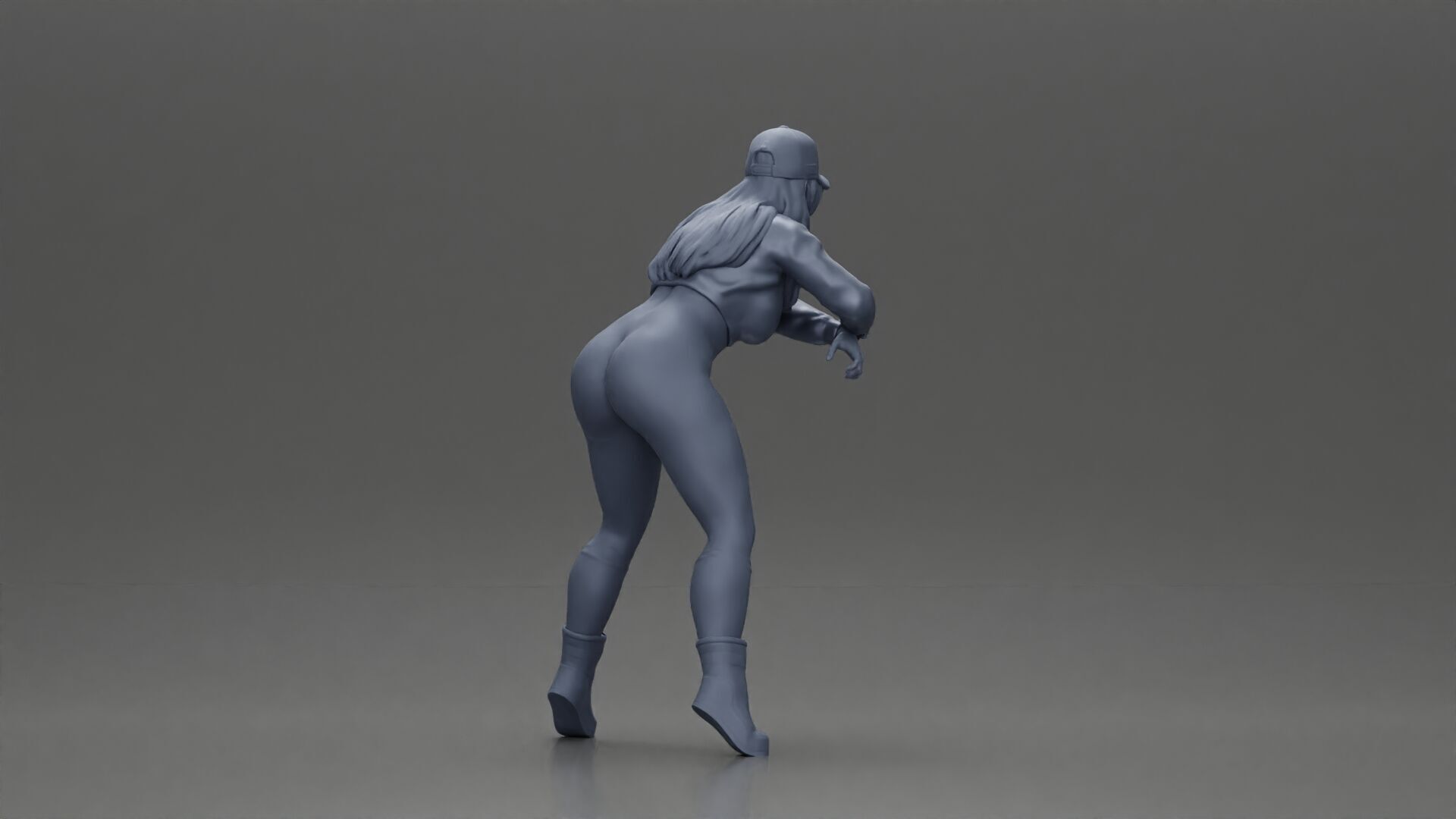 Bold Woman Riding a Sleek Motorcycle in jacket and cap 3D print model_21