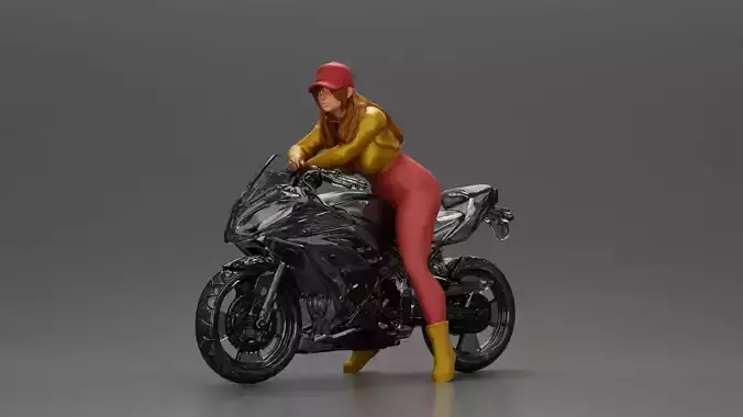 Bold Woman Riding a Sleek Motorcycle in jacket and cap