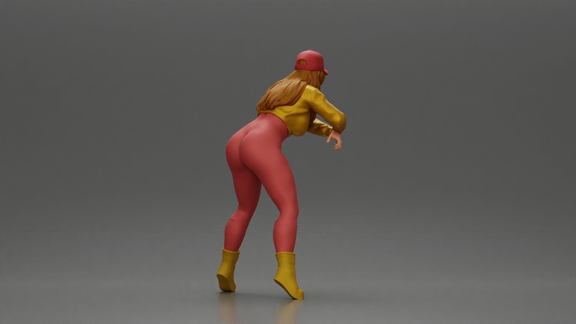 Bold Woman Riding a Sleek Motorcycle in jacket and cap 3D print model_15