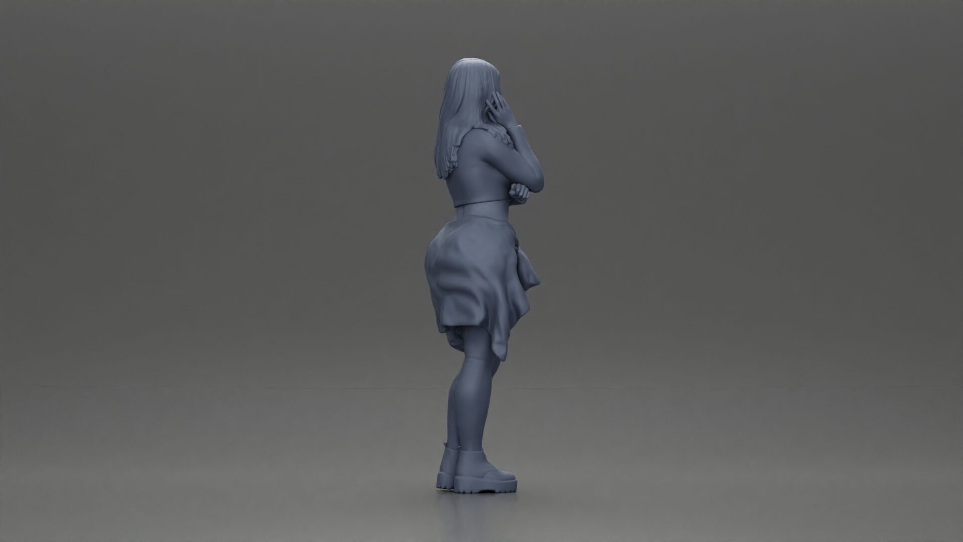 Casual yet confident woman in vibrant colors striking posing 3D print model_8