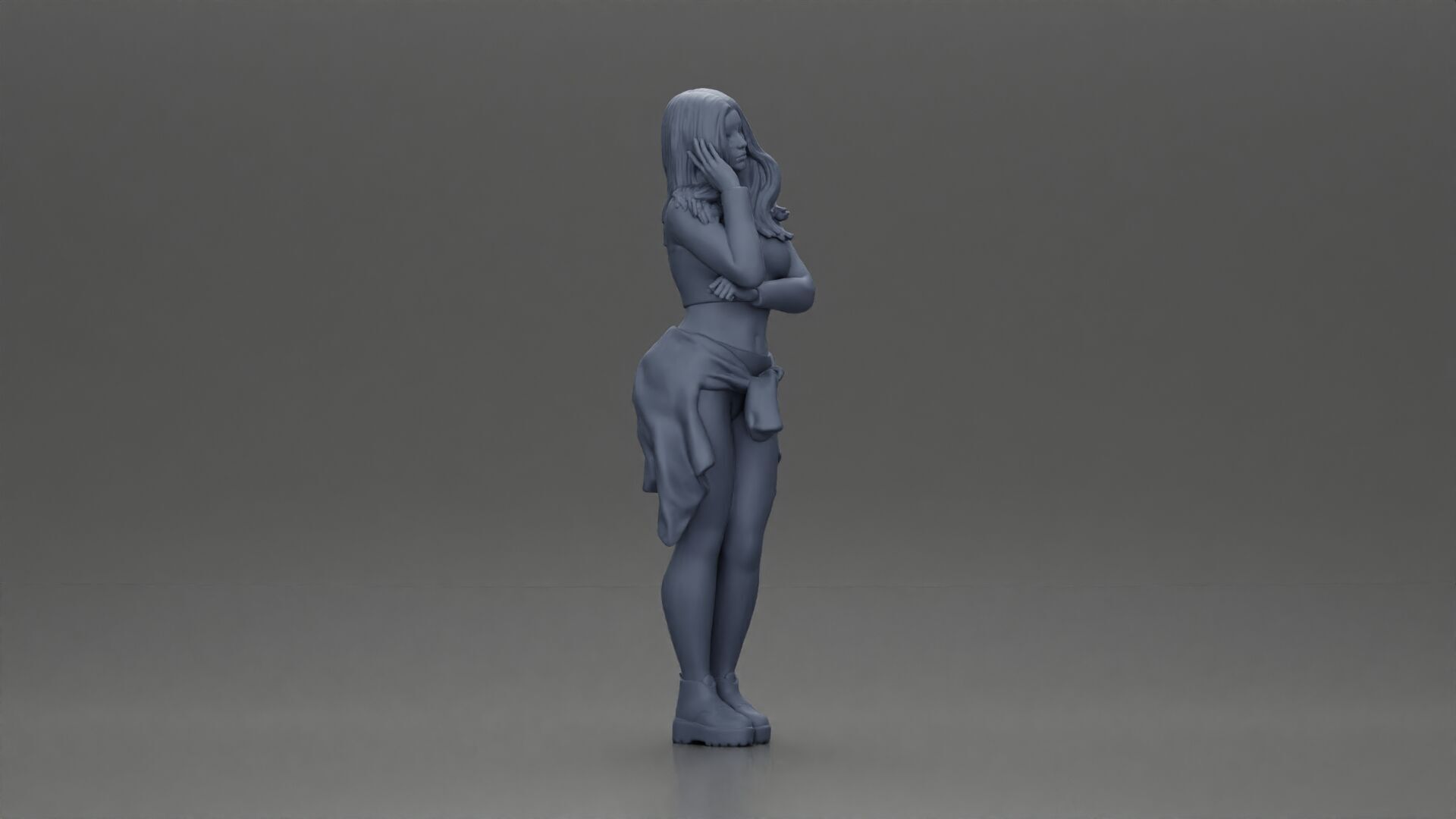 Casual yet confident woman in vibrant colors striking posing 3D print model_7