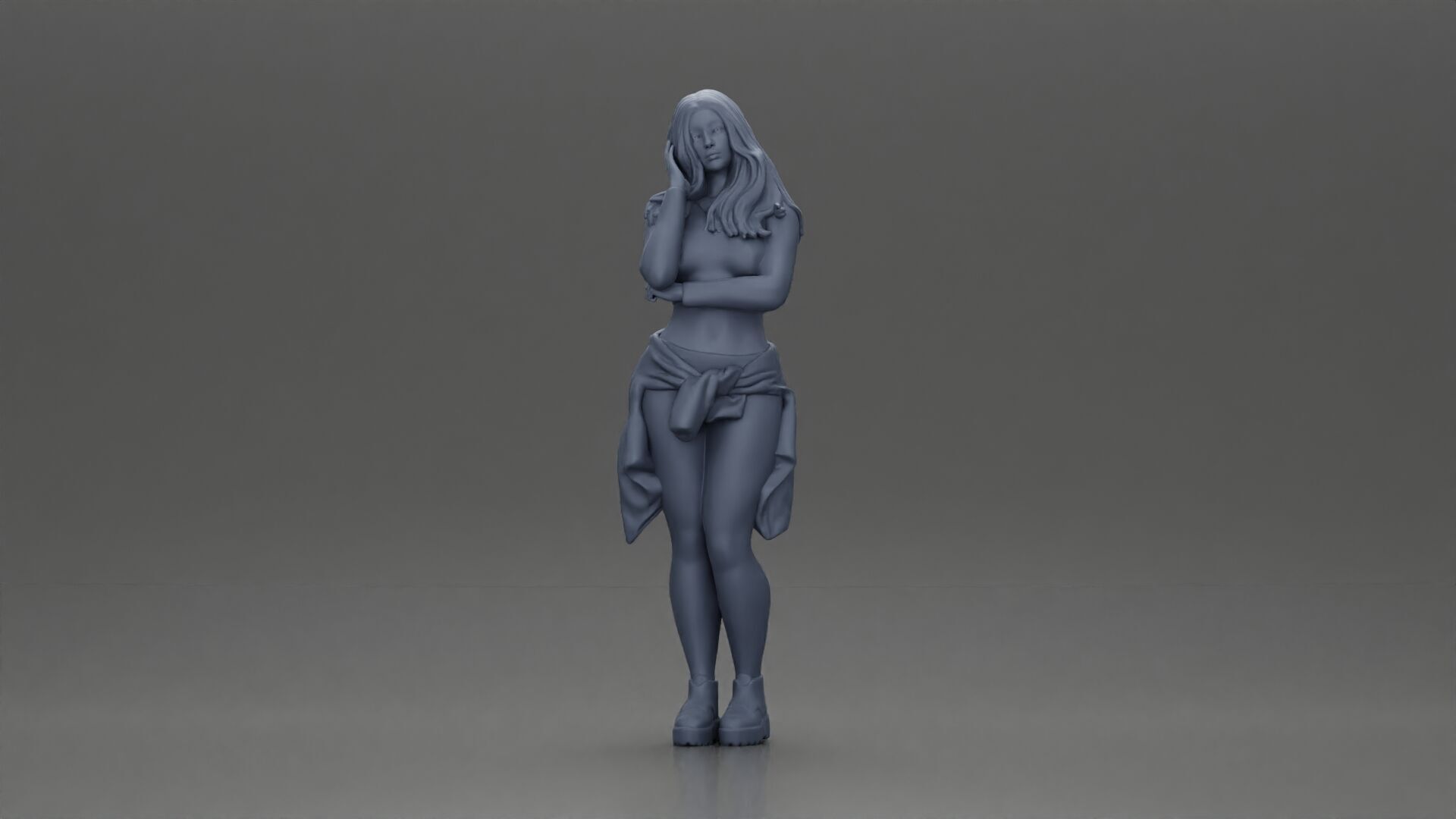 Casual yet confident woman in vibrant colors striking posing 3D print model_6