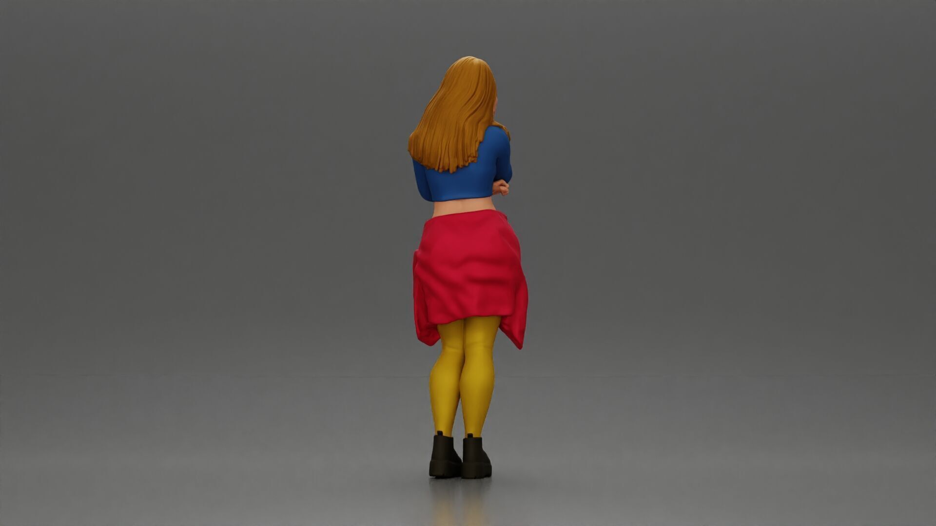 Casual yet confident woman in vibrant colors striking posing 3D print model_3