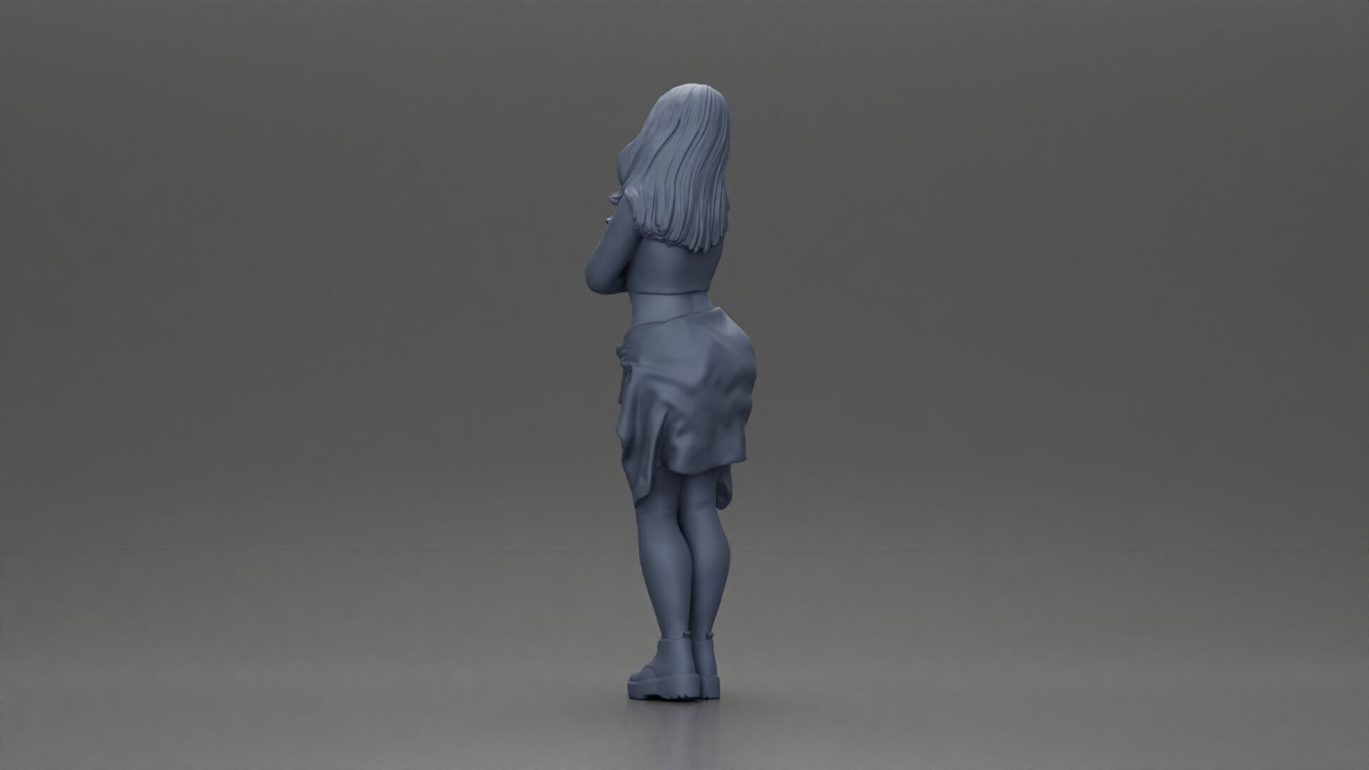 Casual yet confident woman in vibrant colors striking posing 3D print model_10