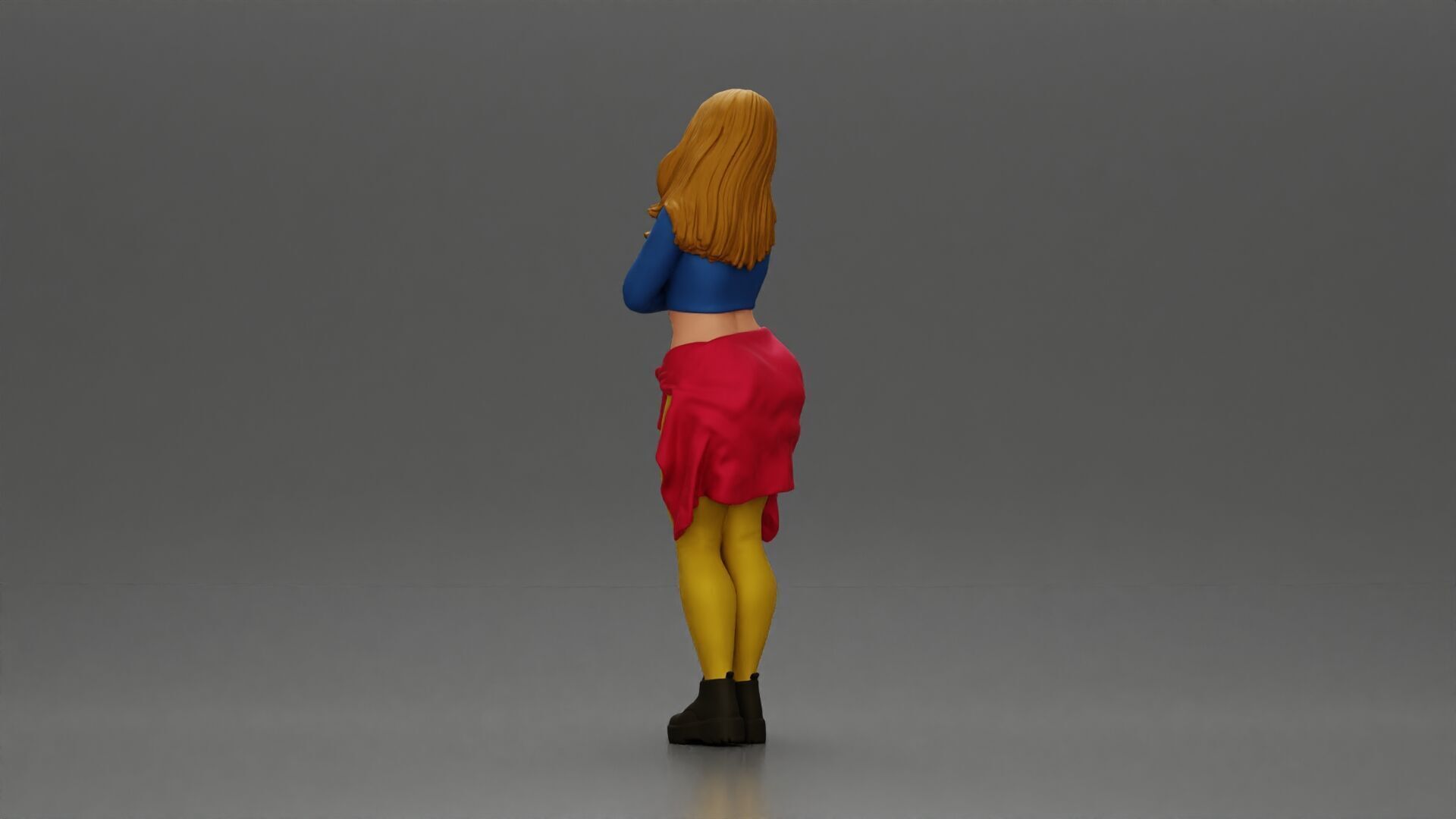 Casual yet confident woman in vibrant colors striking posing 3D print model_4