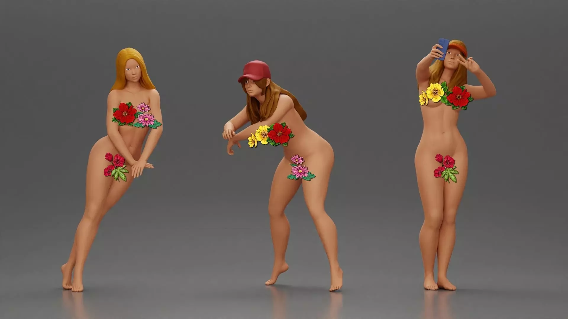 3 Naked Gilrs 3D print model_0