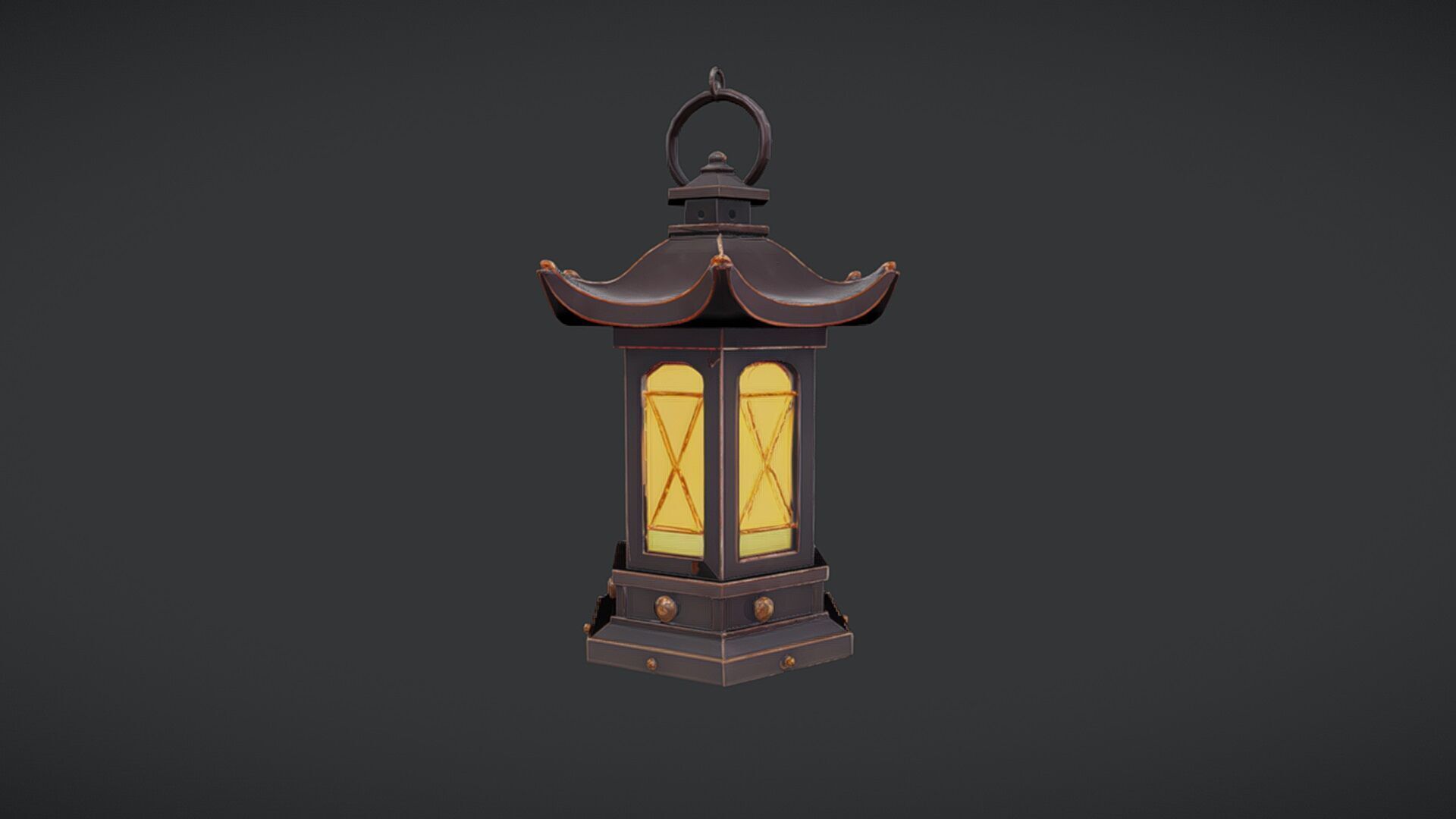 ornate lantern with glowing light 3D model_4