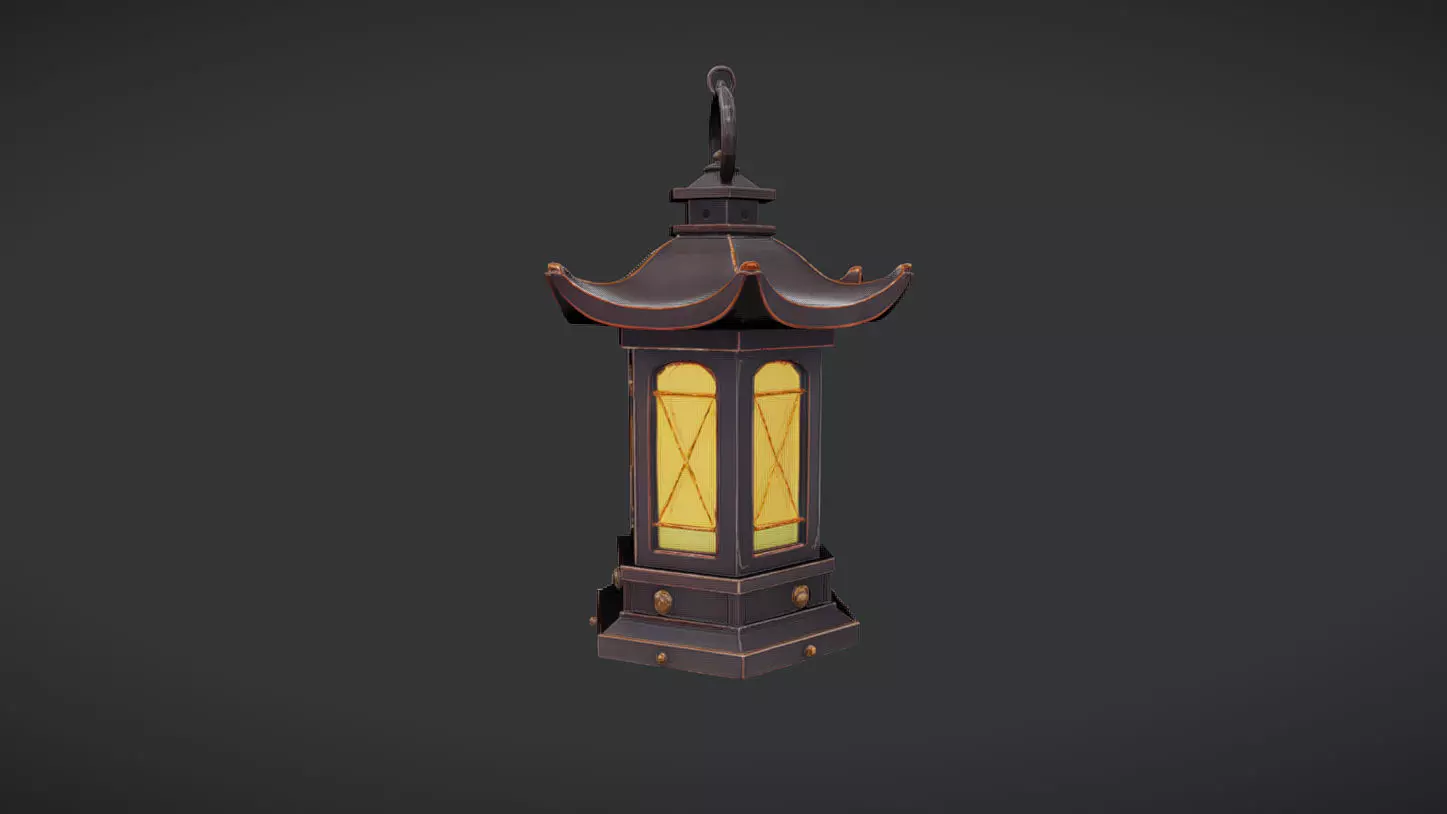 ornate lantern with glowing light 3D model_0