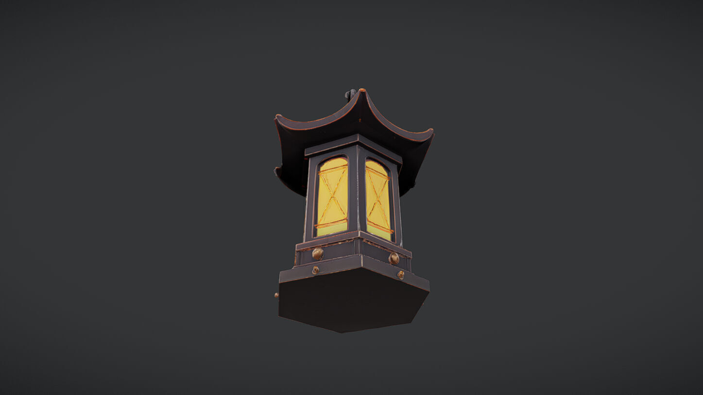 ornate lantern with glowing light 3D model_1