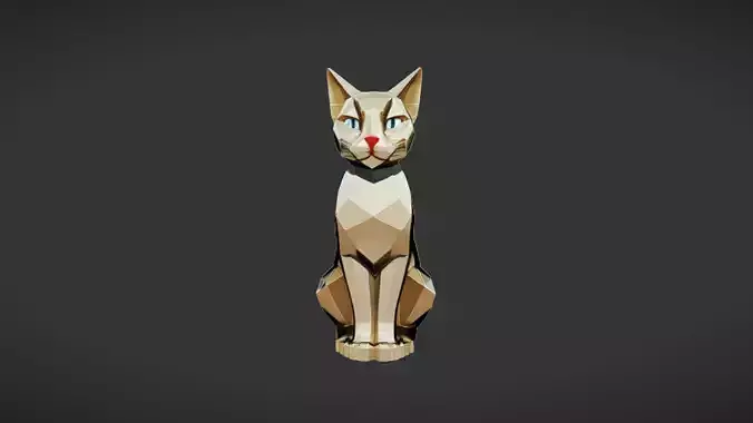 low-poly geometric cat sculpture