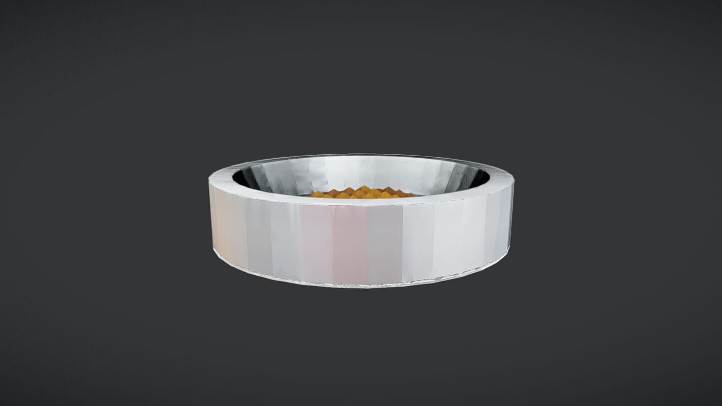 dog bowl with kibble 3D model_1