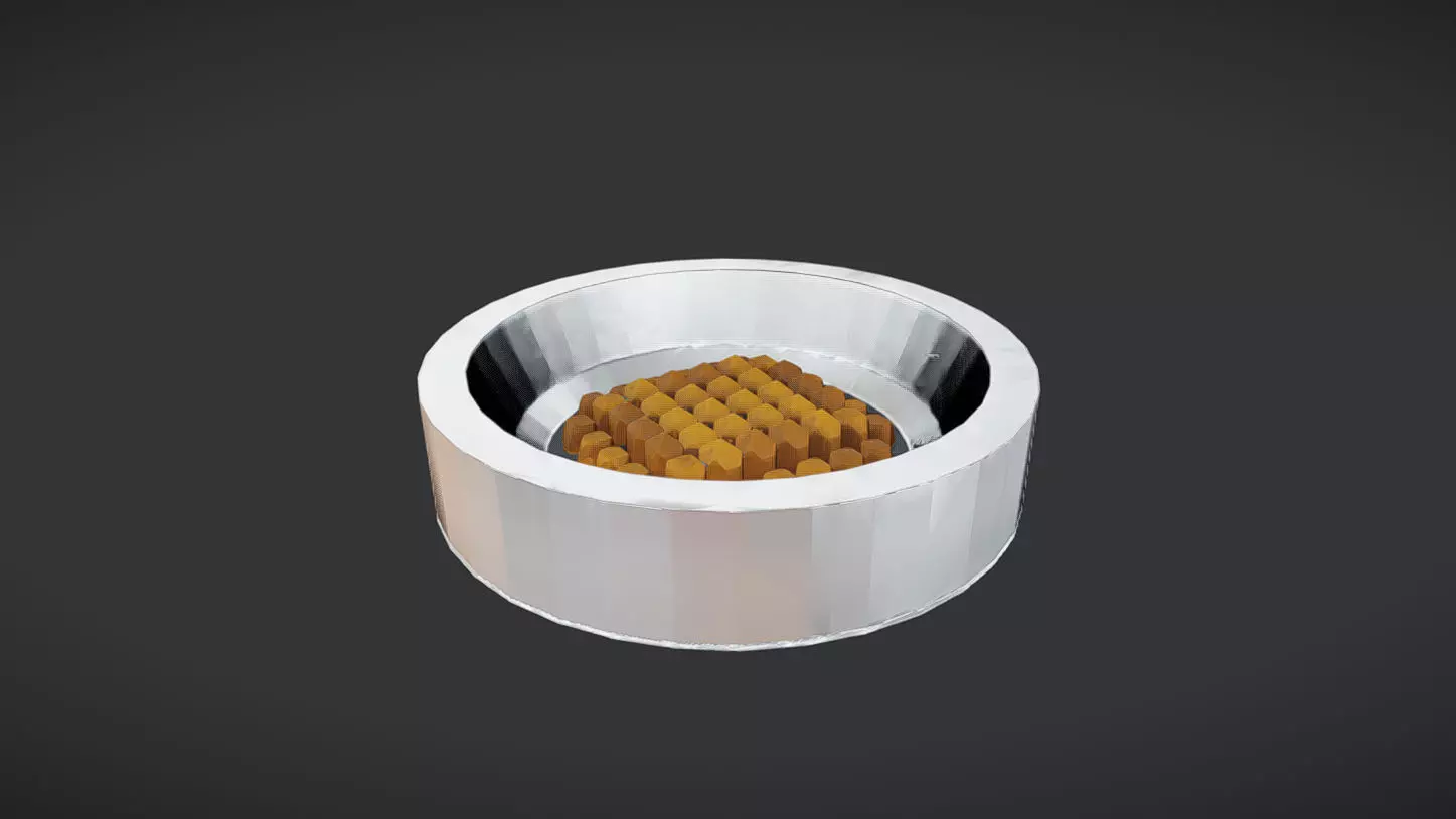 dog bowl with kibble 3D model_0