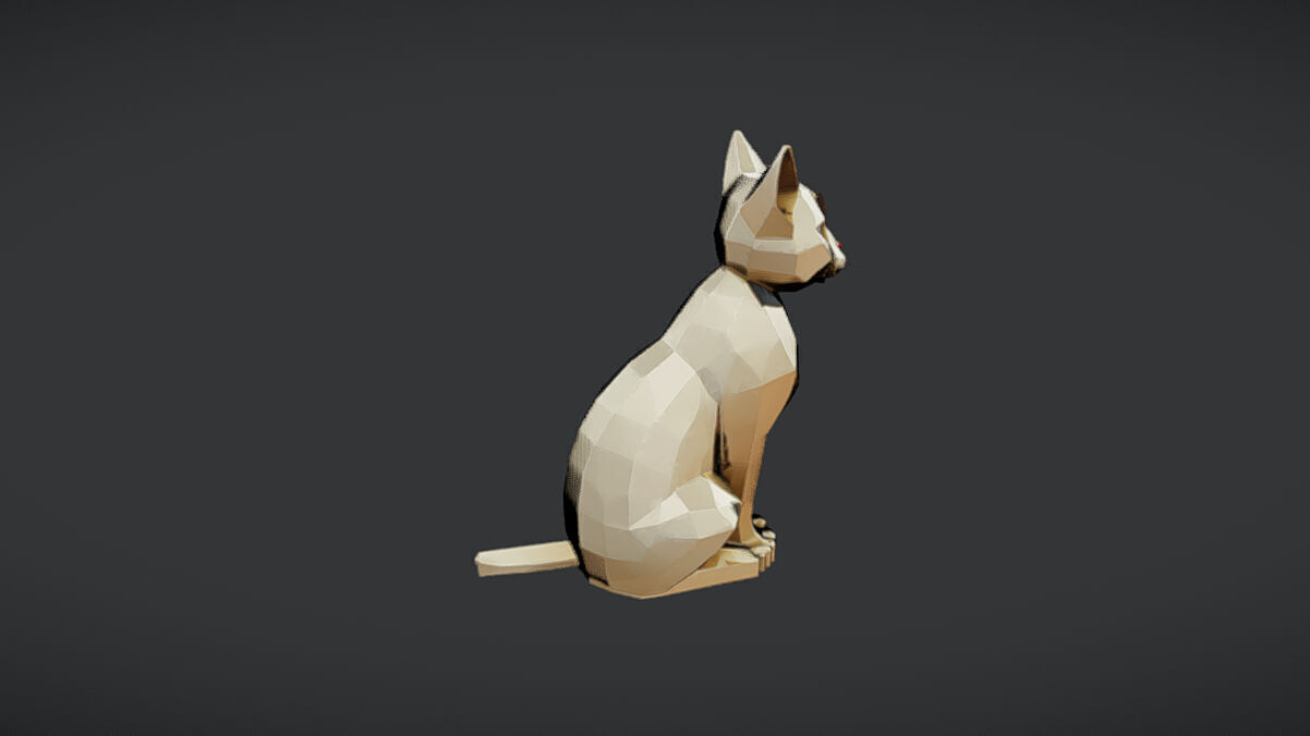 Black cat in a bed 3D model_2