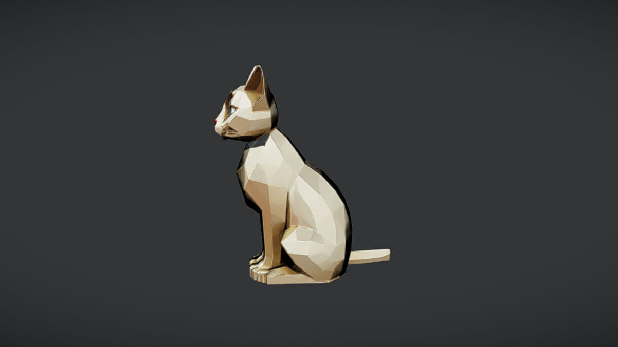 Black cat in a bed 3D model_3