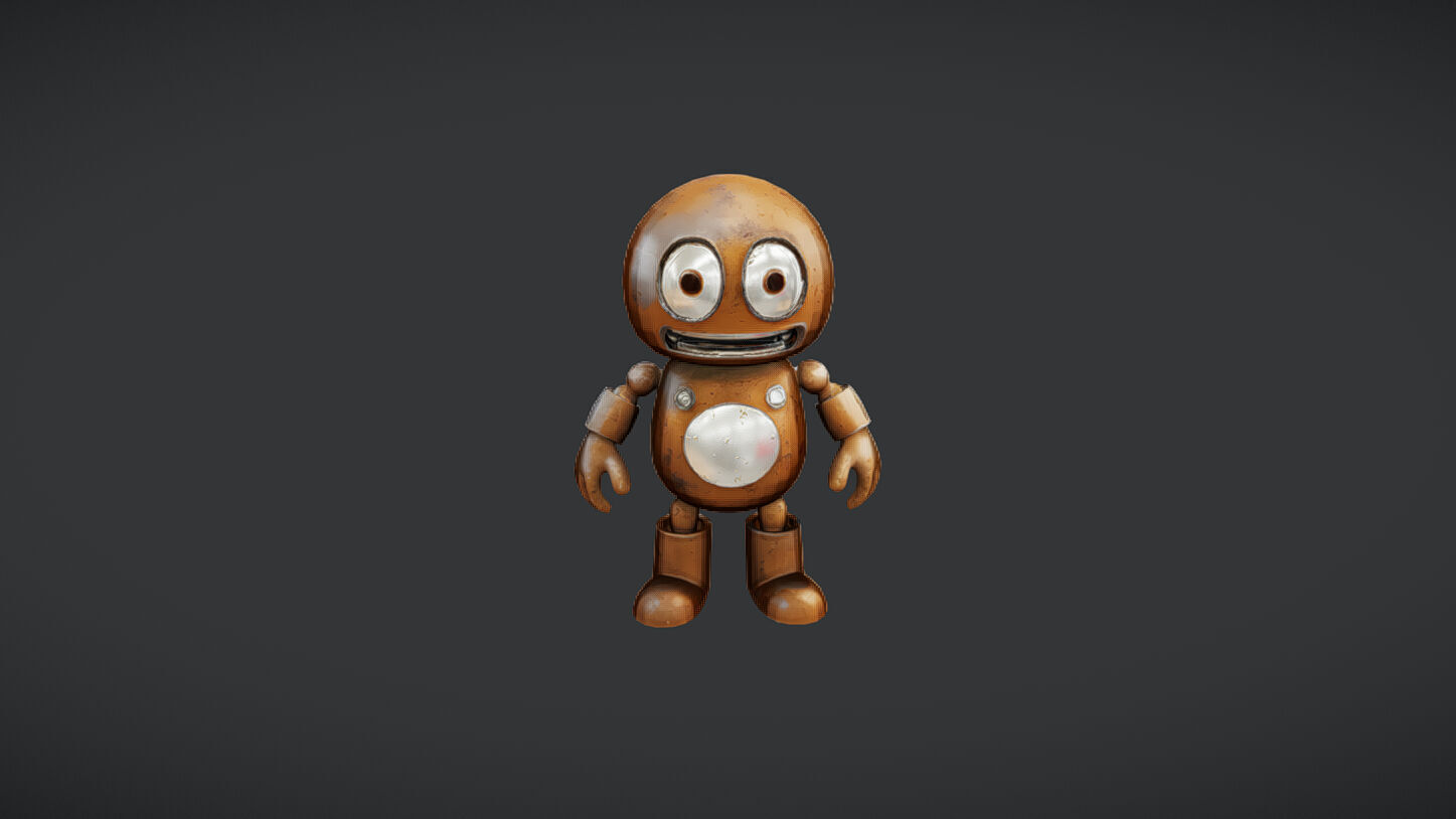 rusty robot character 3D model_2
