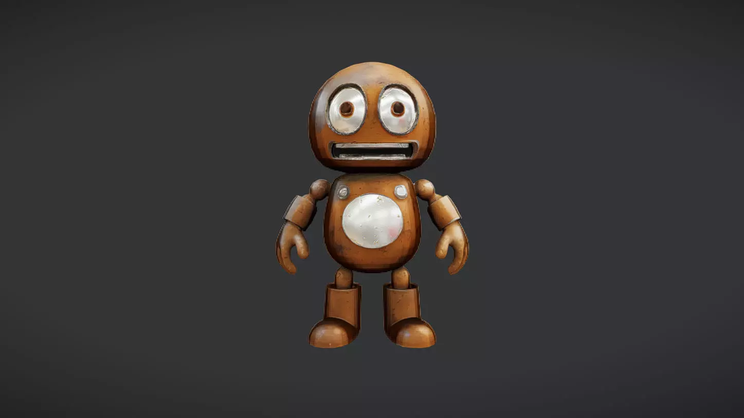 rusty robot character 3D model_0