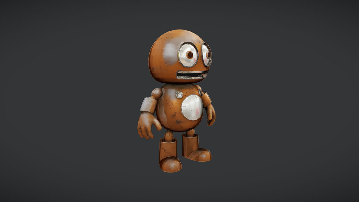 rusty robot character 3D model_1