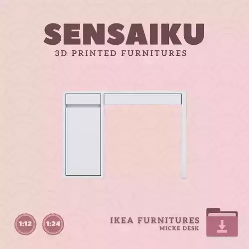 Mini Micke Desk for Miniature Dollhouse IKEA 3D Print