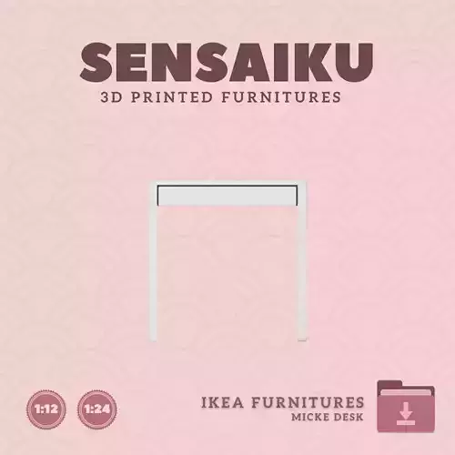 Mini Micke Desk V2 for Miniature Dollhouse IKEA 3D Print