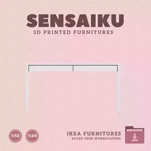 Mini Micke Desk V3 for Miniature Dollhouse IKEA 3D Print