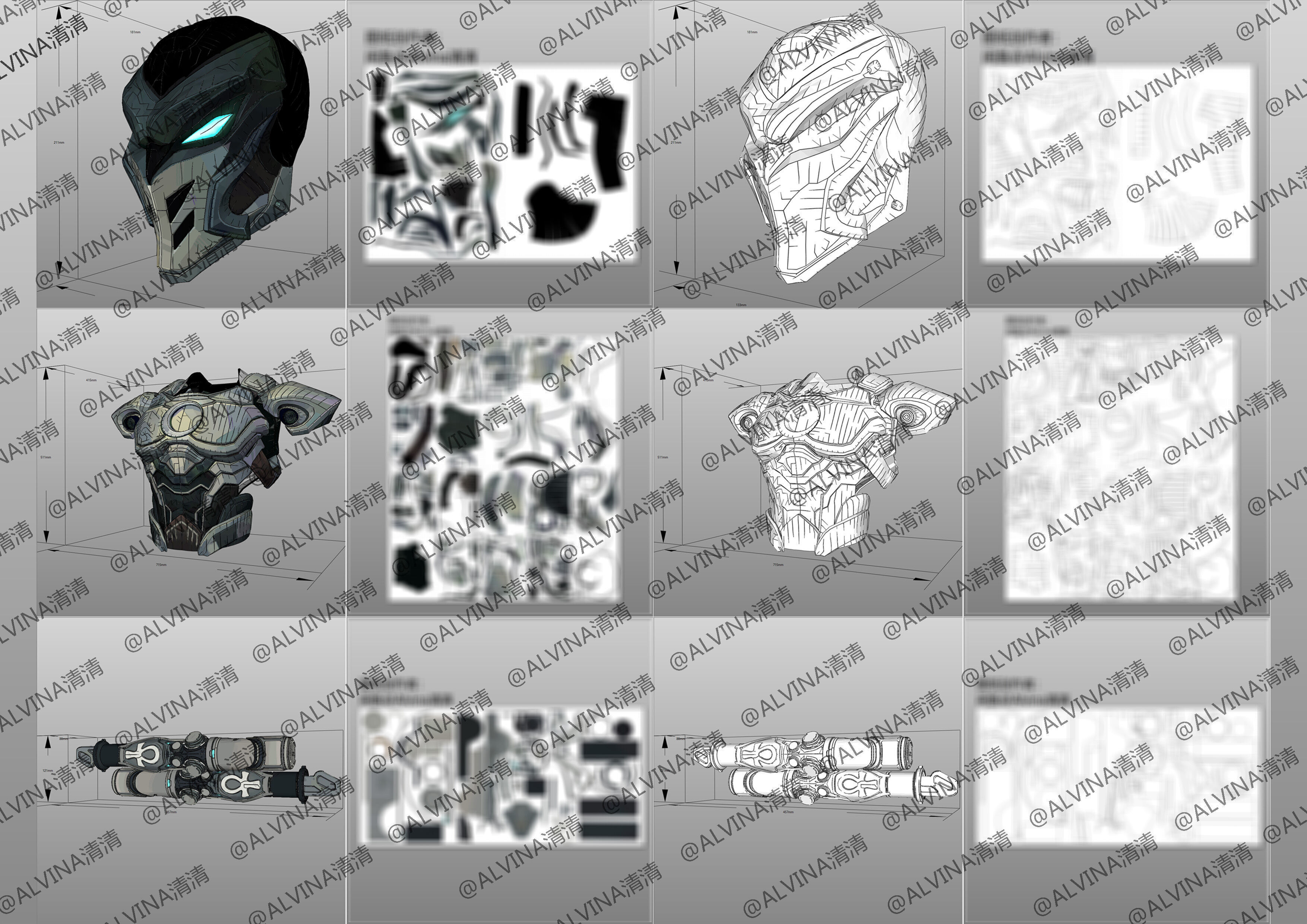 Marvel Rivals - Moon Knight S1 Armor - DIY Cosplay Pepakura Foam Low-poly 3D model_9