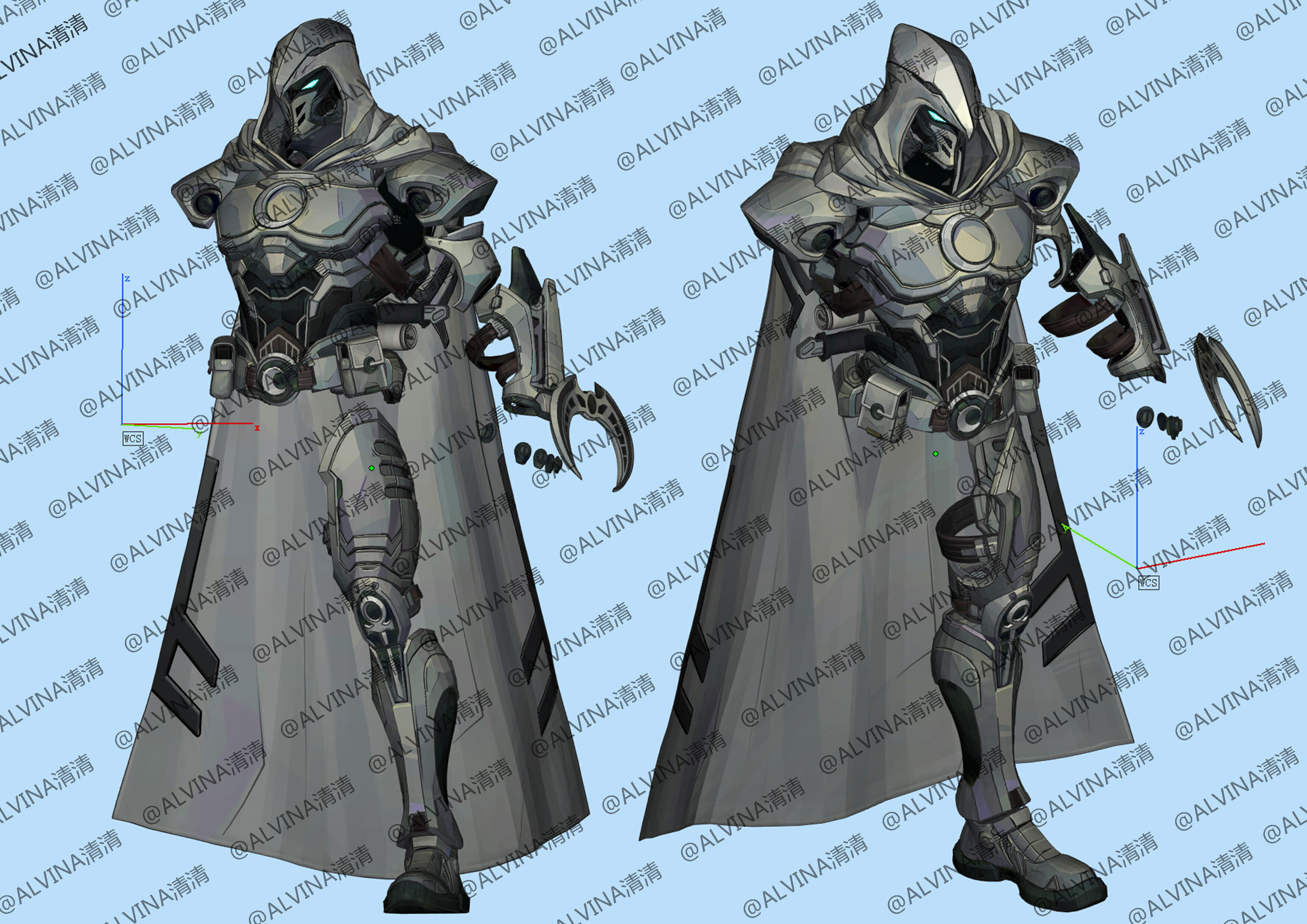 Marvel Rivals - Moon Knight S1 Armor - DIY Cosplay Pepakura Foam Low-poly 3D model_3