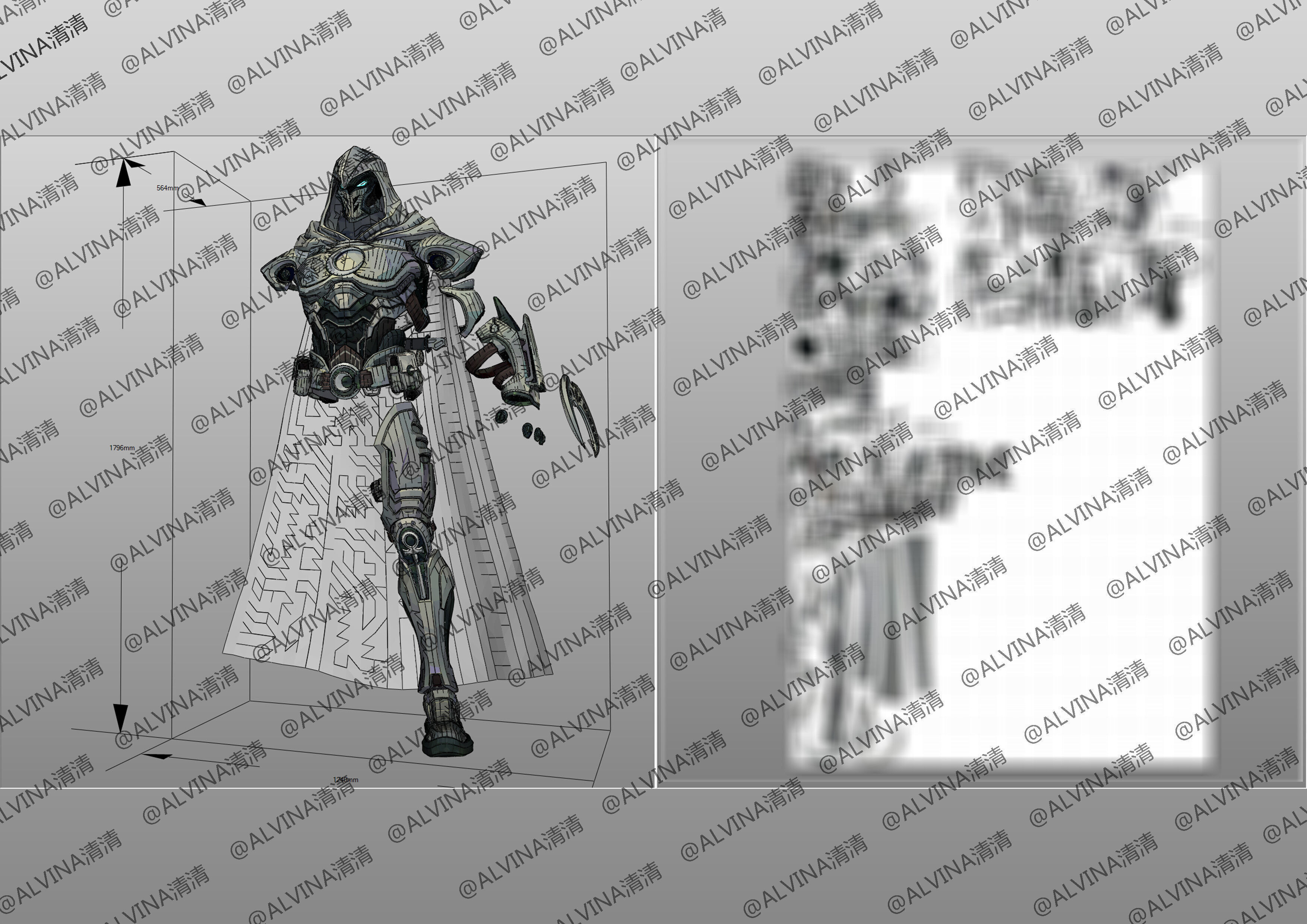 Marvel Rivals - Moon Knight S1 Armor - DIY Cosplay Pepakura Foam Low-poly 3D model_12