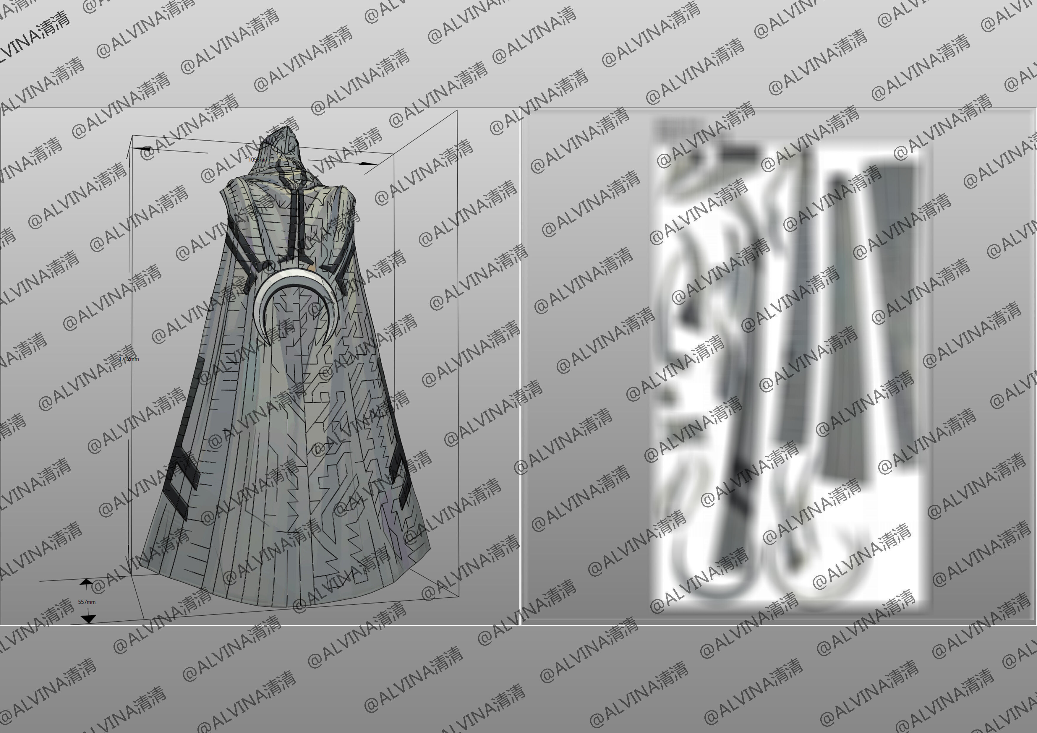 Marvel Rivals - Moon Knight S1 Armor - DIY Cosplay Pepakura Foam Low-poly 3D model_16