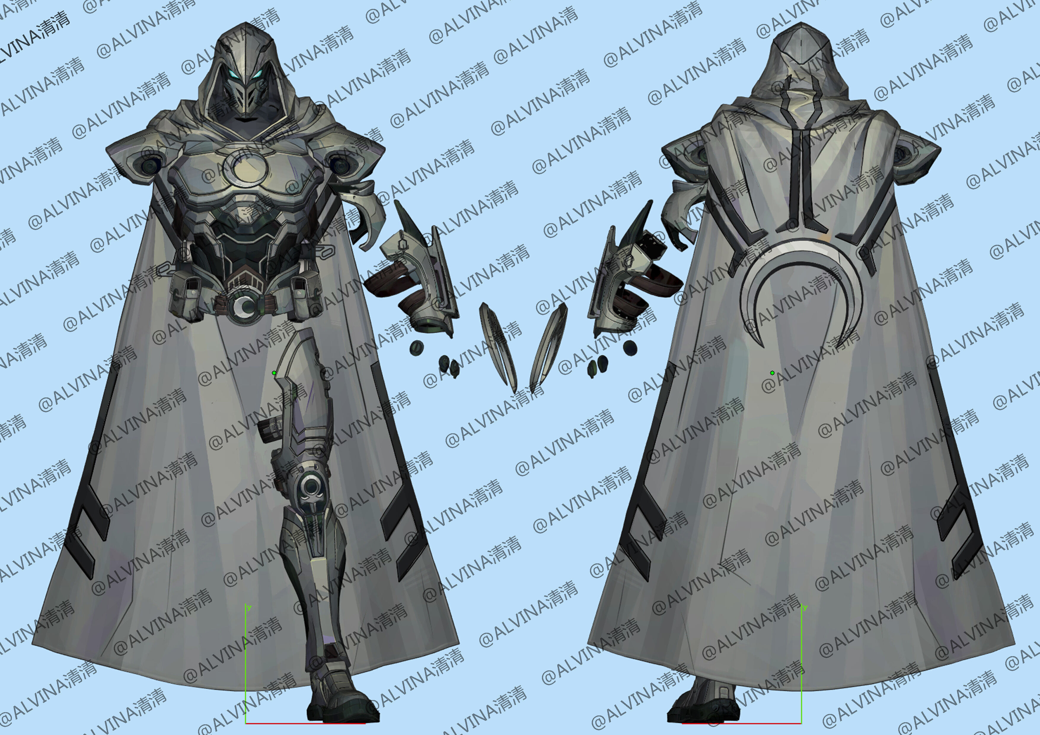 Marvel Rivals - Moon Knight S1 Armor - DIY Cosplay Pepakura Foam Low-poly 3D model_1