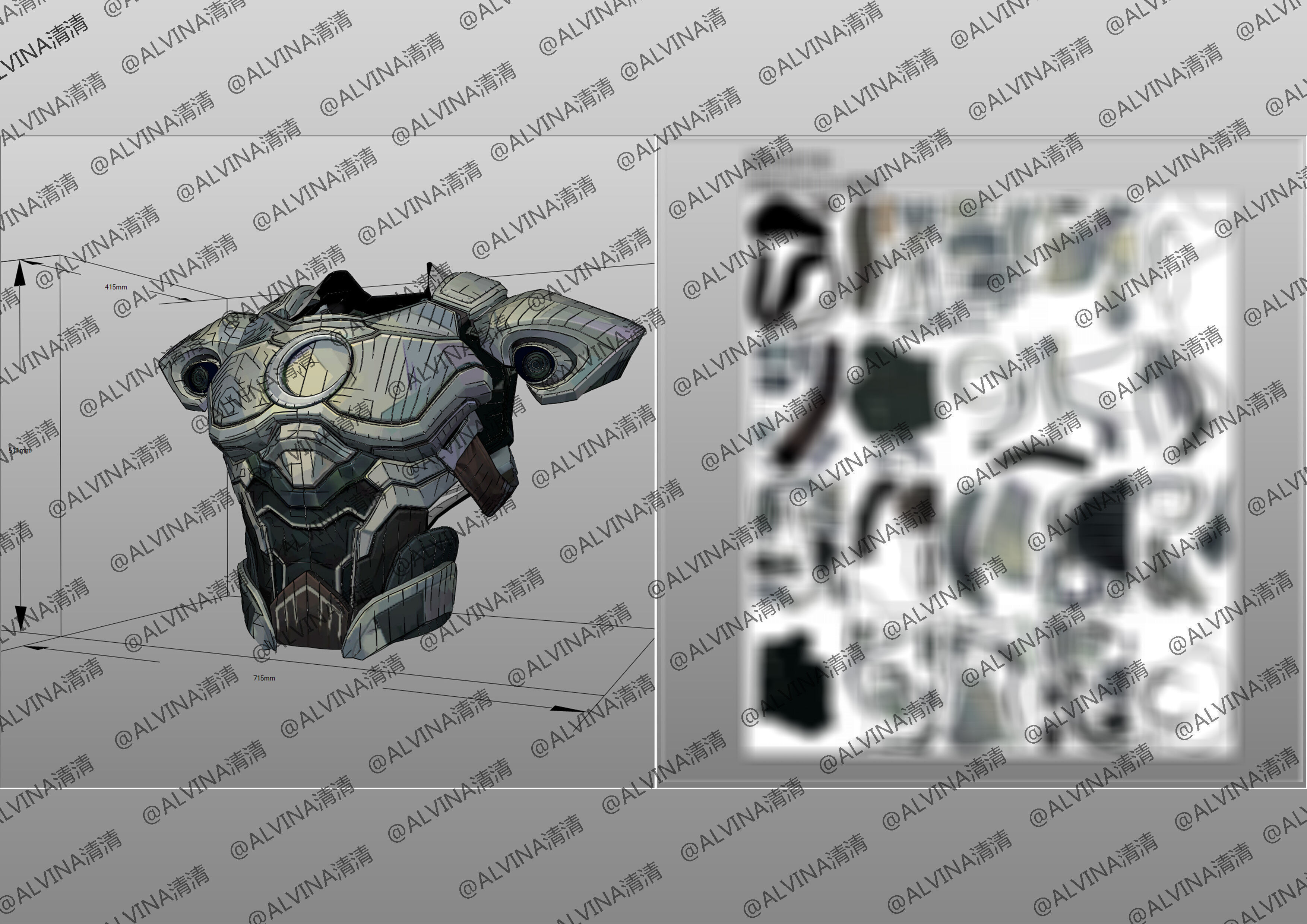 Marvel Rivals - Moon Knight S1 Armor - DIY Cosplay Pepakura Foam Low-poly 3D model_20