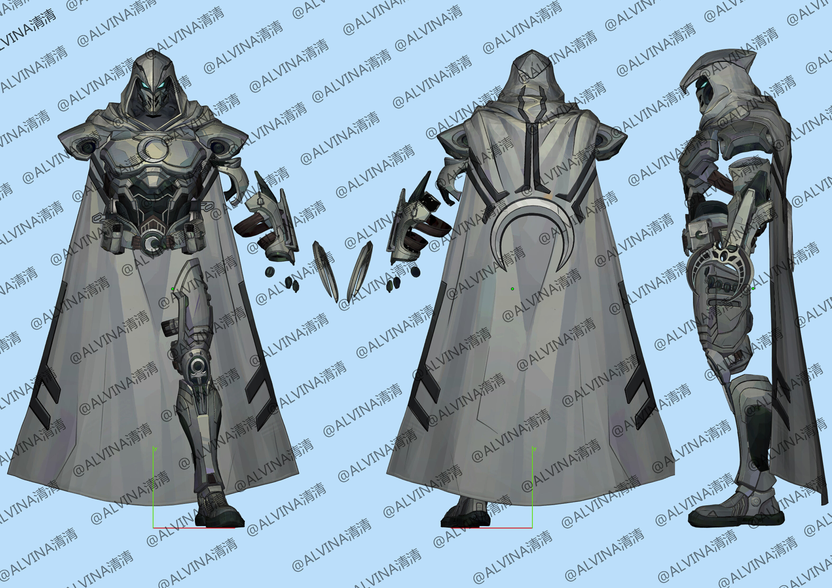 Marvel Rivals - Moon Knight S1 Armor - DIY Cosplay Pepakura Foam Low-poly 3D model_2