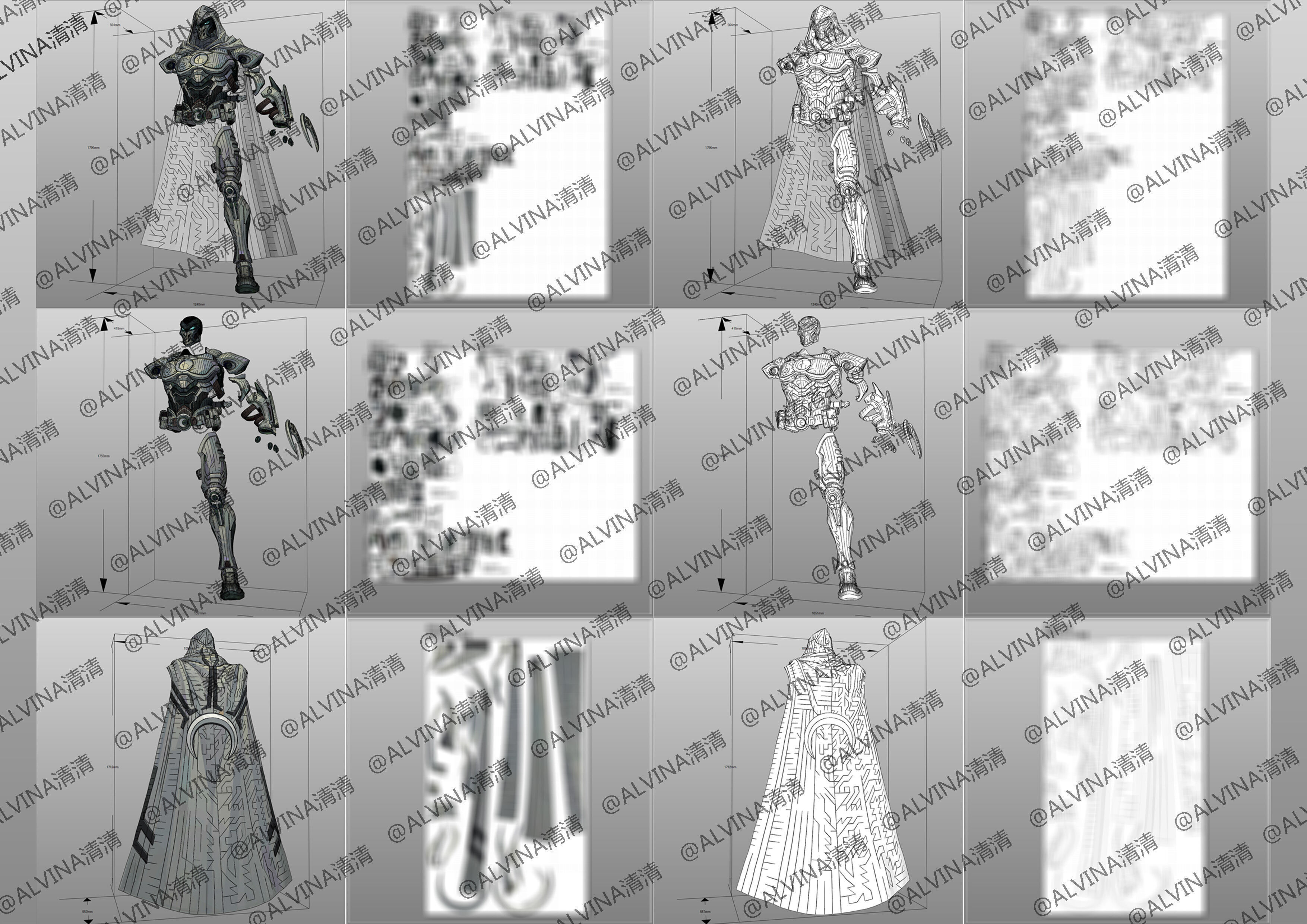 Marvel Rivals - Moon Knight S1 Armor - DIY Cosplay Pepakura Foam Low-poly 3D model_8