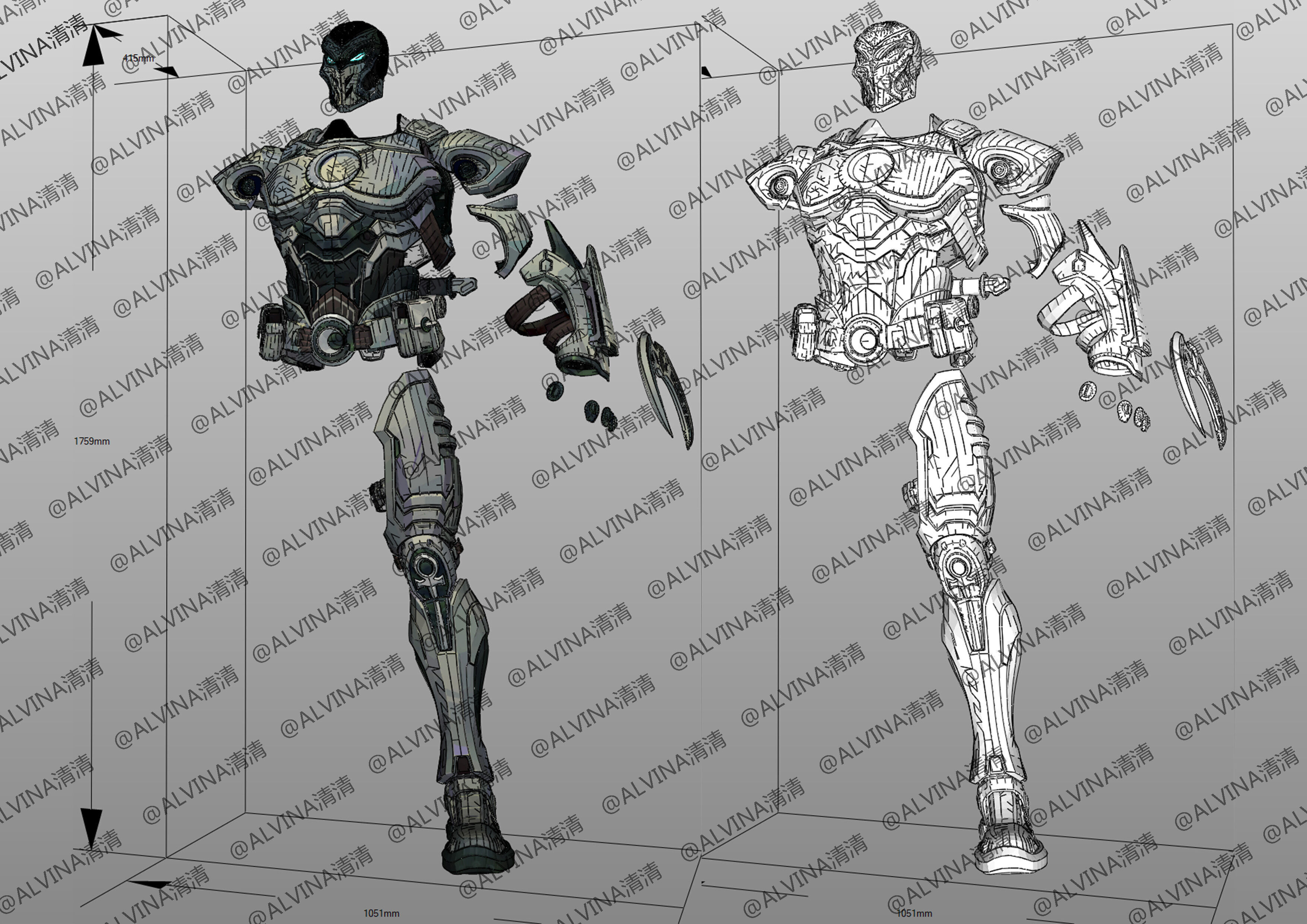 Marvel Rivals - Moon Knight S1 Armor - DIY Cosplay Pepakura Foam Low-poly 3D model_6