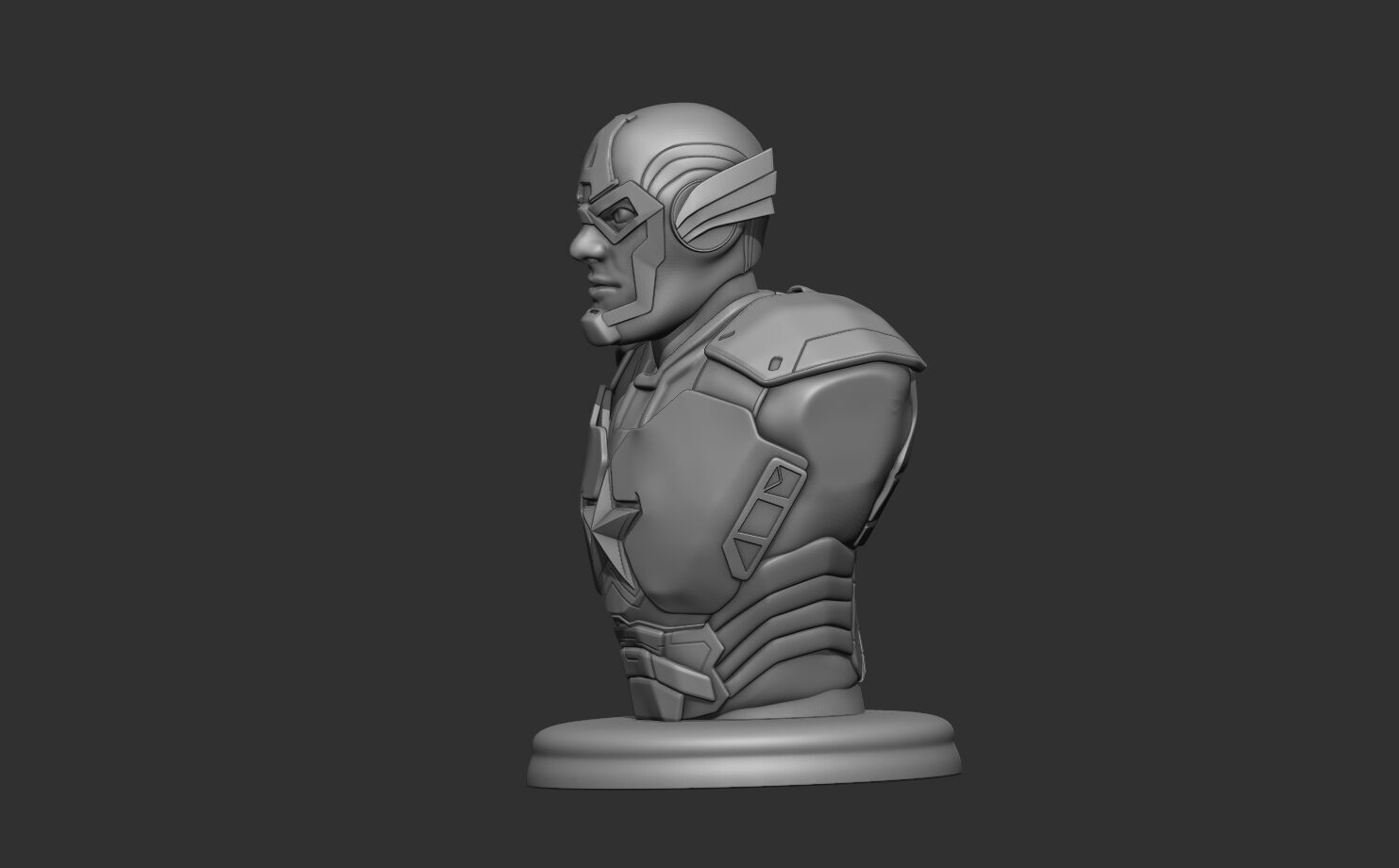 Captain America Bust Futuristic Design 3D print model_2