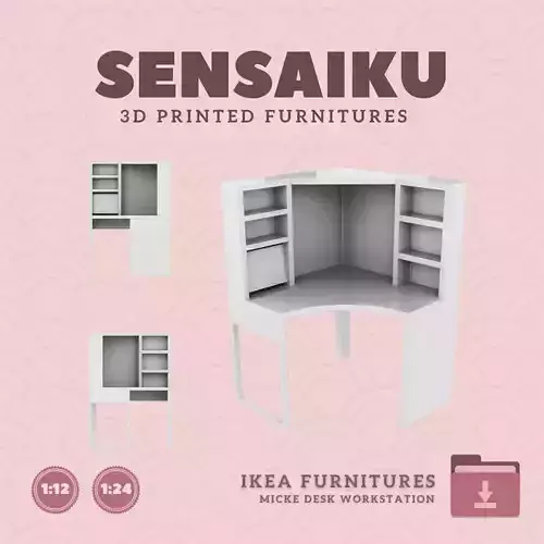 Micke Corner Workstation for Dollhouse IKEA 3D Print