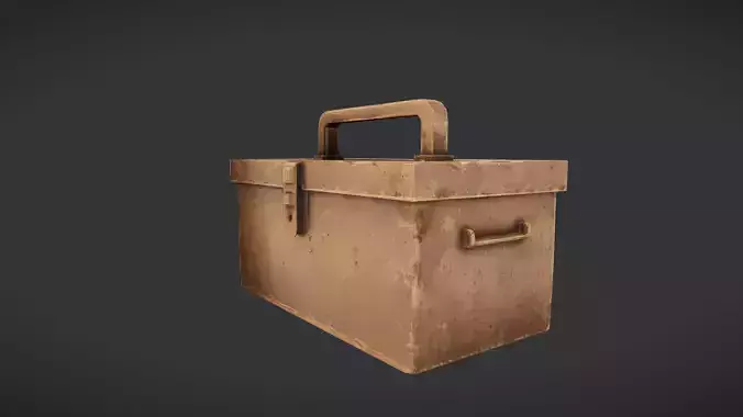 rustic metal toolbox with handle