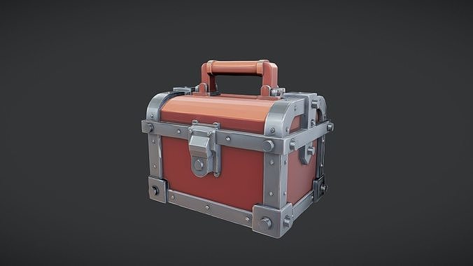 Metal treasure chest with handle 3D model