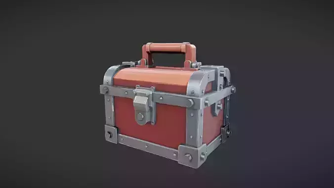 Metal treasure chest with handle