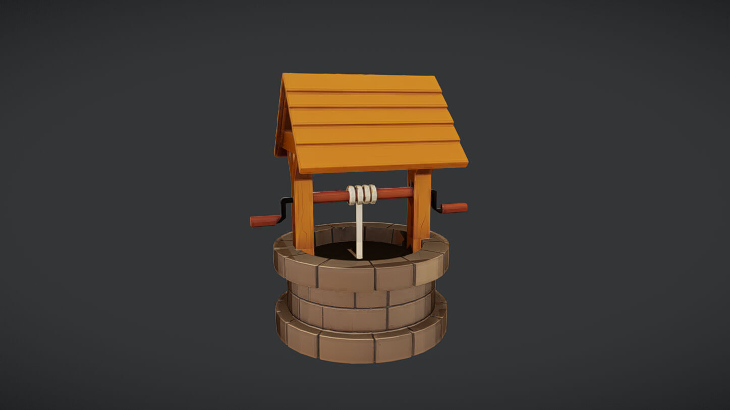 A small decorative water well model 3D model_1