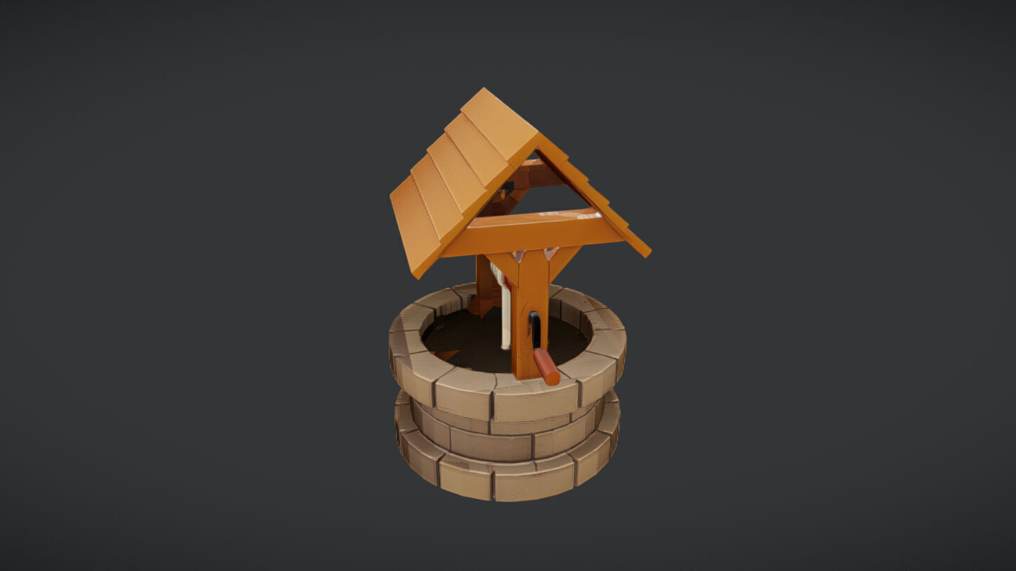 A small decorative water well model 3D model_3